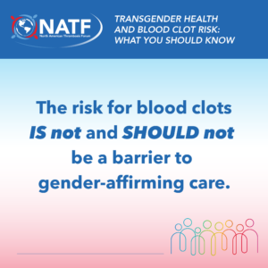 "the risk for blood clots IS not and SHOULD not be a barrier to gender-affirming care" "transgender health & blood clot risk" toolkit promo image