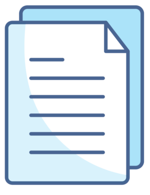 icon of a lined piece of paper overlaying a blue blank paper